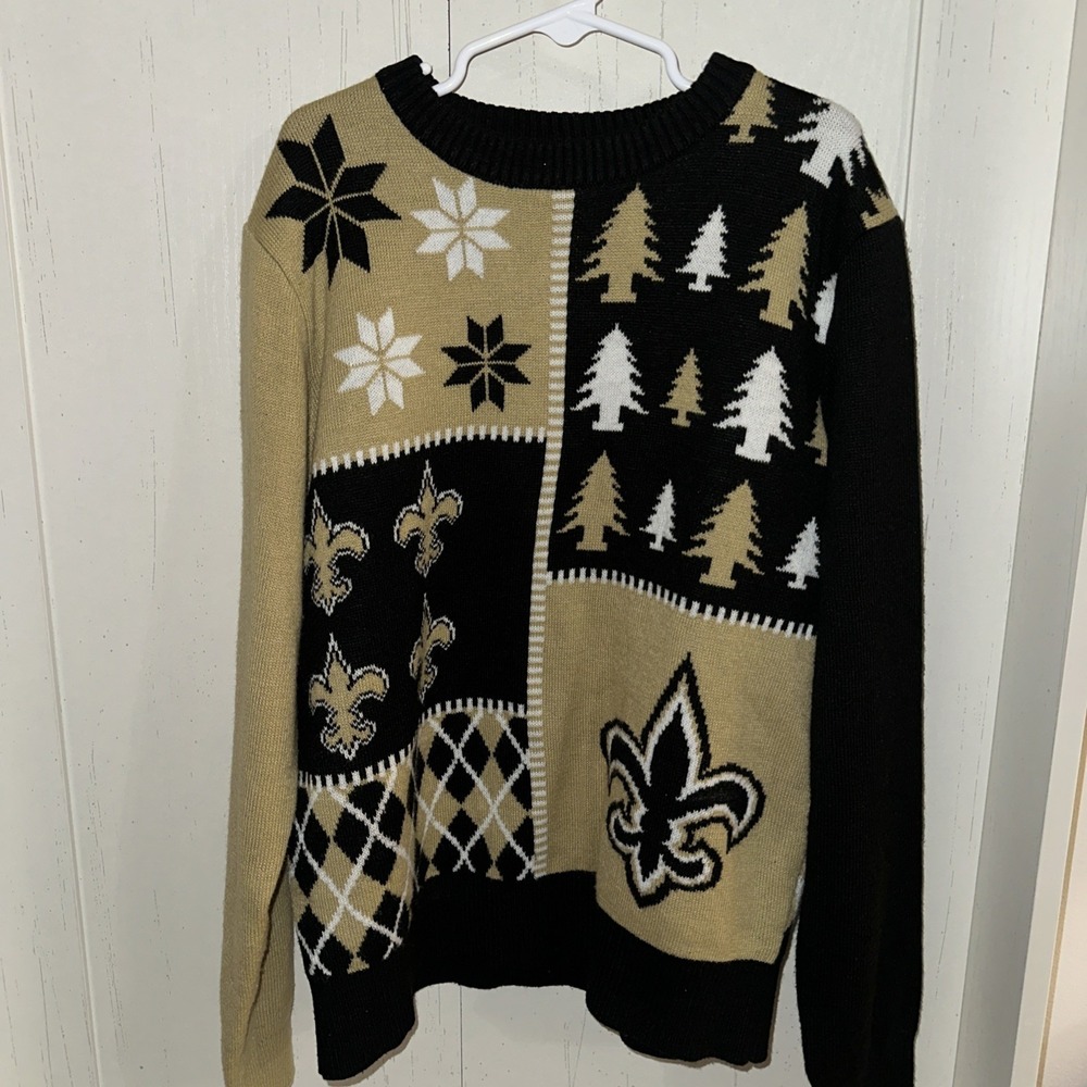 NFL Team Apparel New Orleans Saints Ugly Christmas Sweater Youth Medium 10/12